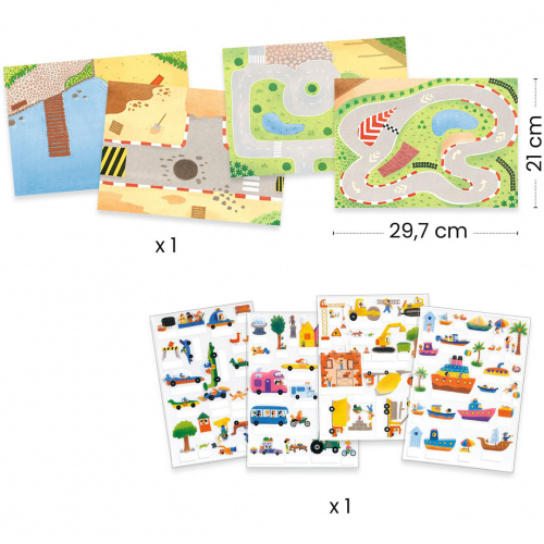 djeco knutselset herbruikbare 3D stickers - vehicles