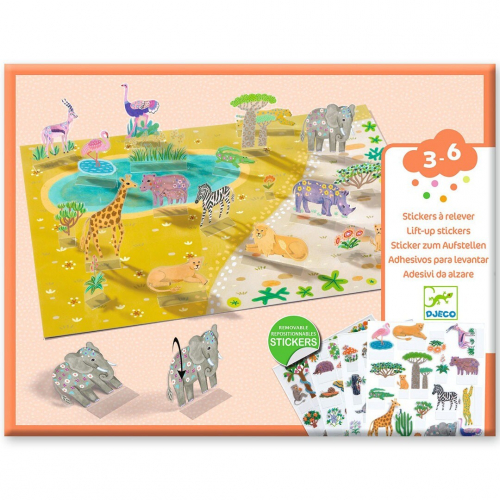 djeco knutselset herbruikbare 3D stickers - animals