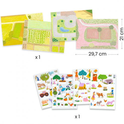 djeco knutselset herbruikbare 3D stickers - farm