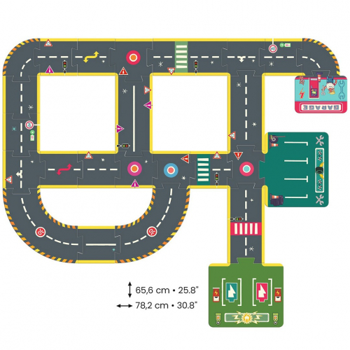 djeco crazy motors vloerpuzzel autoweg - 26st