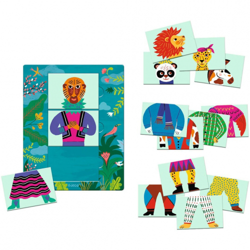djeco puzzel mix&match modanimo  - 18x2st