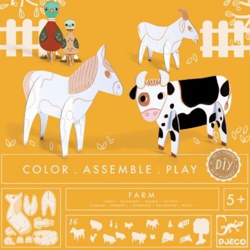 djeco 3D kleurplaat speelfiguren - boerderij