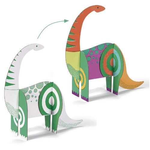 djeco 3D  kleurplaat speelfiguren - dinosaurussen