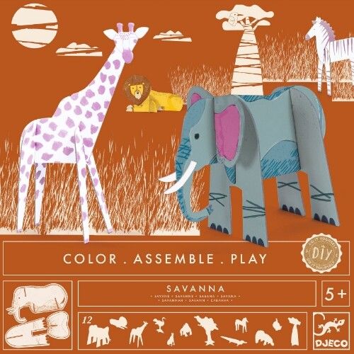 djeco 3D  kleurplaat speelfiguren - savanne