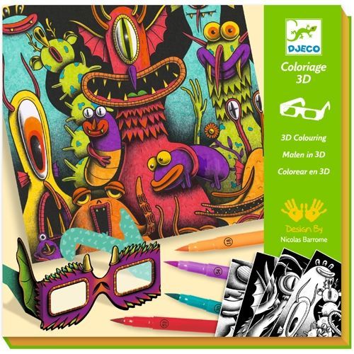 djeco coloriage 3D - monstres drôles