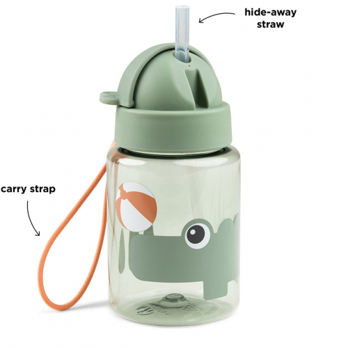 done by deer drinkfles met rietje - playground - green - 280 ml