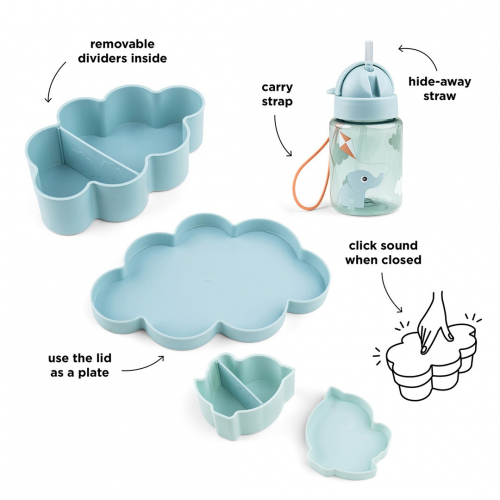 done by deer lunchbox set met drinkfles - blue -  3-delig