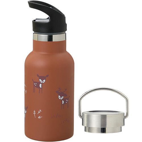 fresk rvs thermosfles met extra dop - hert - amber brown - 350ml