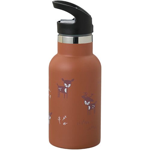 fresk rvs thermosfles met extra dop - hert - amber brown - 350ml