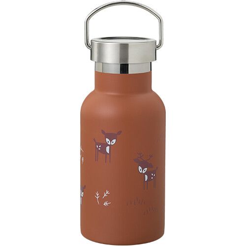 fresk rvs thermosfles met extra dop - hert - amber brown - 350ml