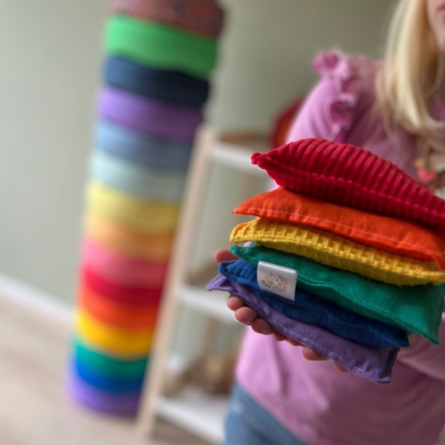 pit and play pittenzakken - regenboog lichtgroen - 6st