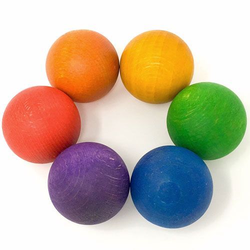 grapat houten ballen - regenboog (6st)