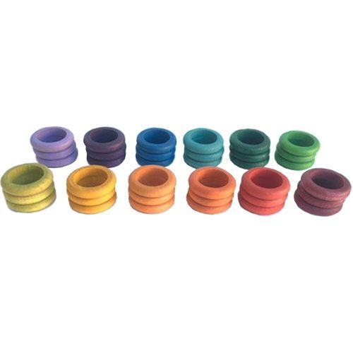 grapat ringen regenboog 4,5 cm - 12 kleuren (36st)