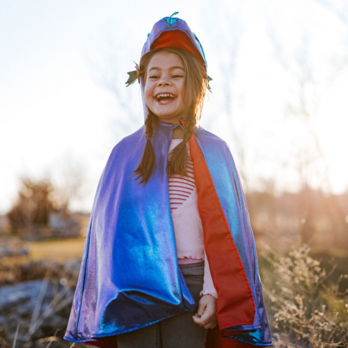 great pretenders verkleedcape draak azure metallic - 5-6 jaar