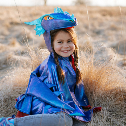 great pretenders verkleedcape draak azure metallic - 5-6 jaar