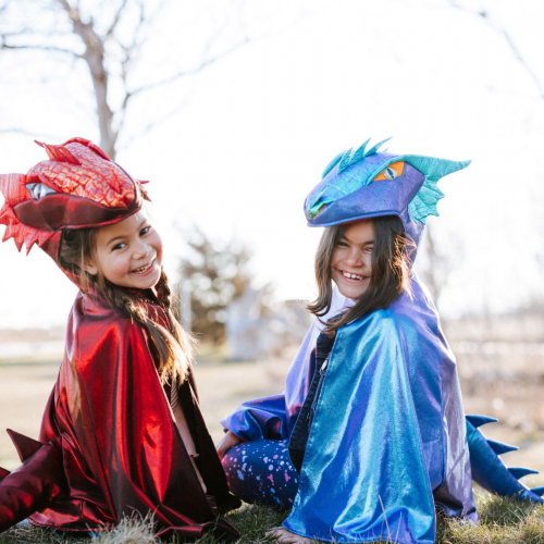 great pretenders verkleedcape draak azure metallic - 5-6 jaar