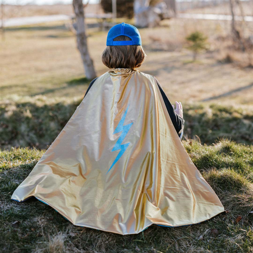 great pretenders omkeerbare verkleedcape bliksem - blauw - 4-6 jaar