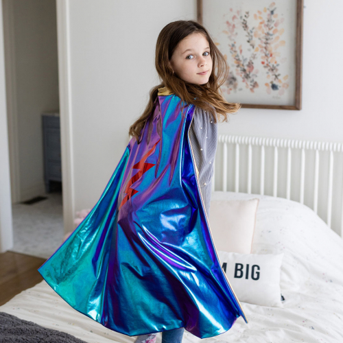 great pretenders omkeerbare verkleedcape bliksem - blauw - 4-6 jaar