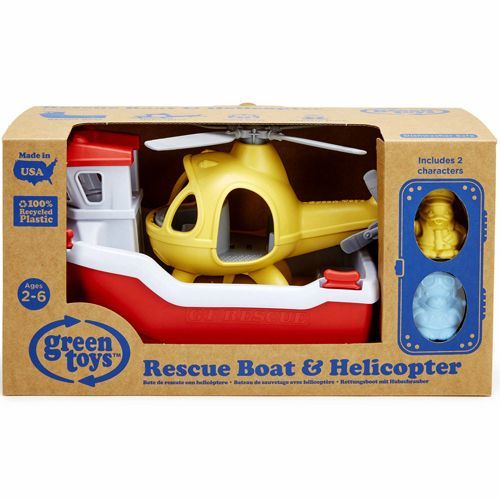 green toys reddingsboot en helikopter 