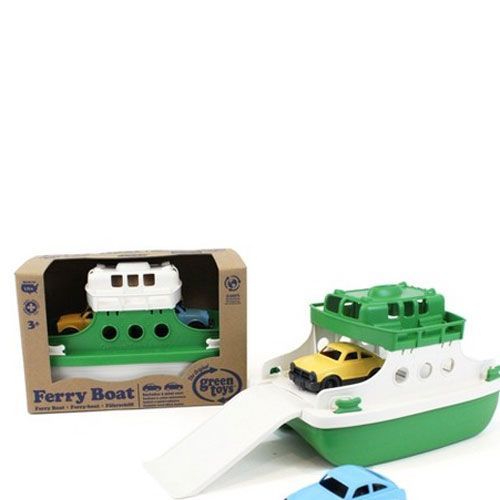green toys veerboot met autootjes - groen