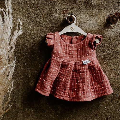 hollie poppenkleding jurkje stippen - blush - 34 cm