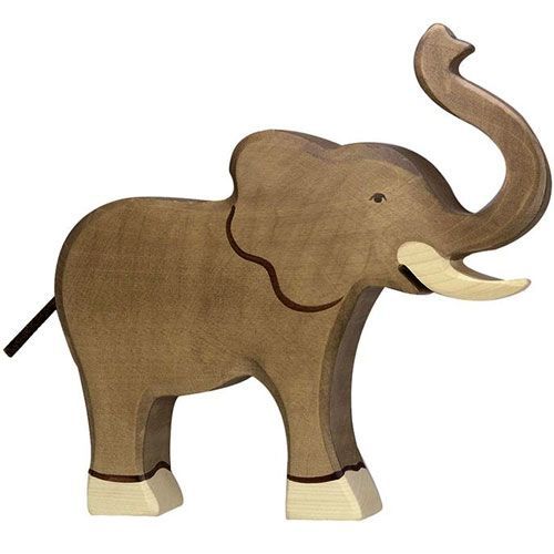 holztiger olifant opgeheven slurf - 19 cm
