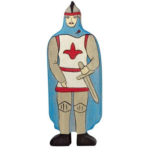 holztiger ridder met mantel blauw 17 cm