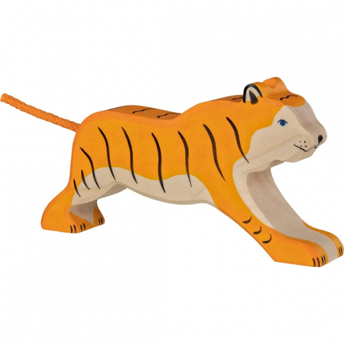 holztiger tijger rennend - 17 cm