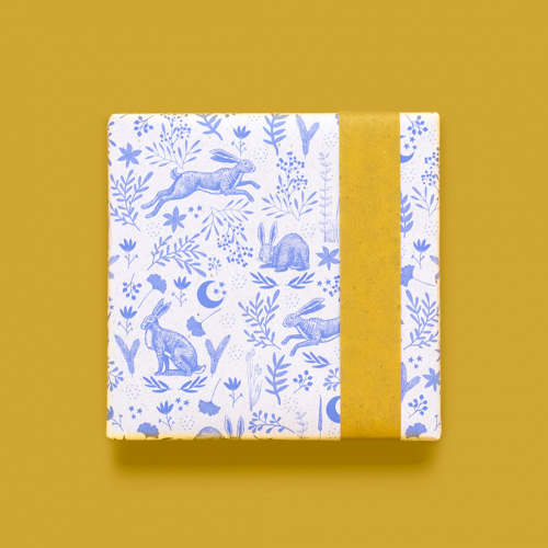 house of products inpakpapier biet hazen - indigo blue - yellow - 3 m