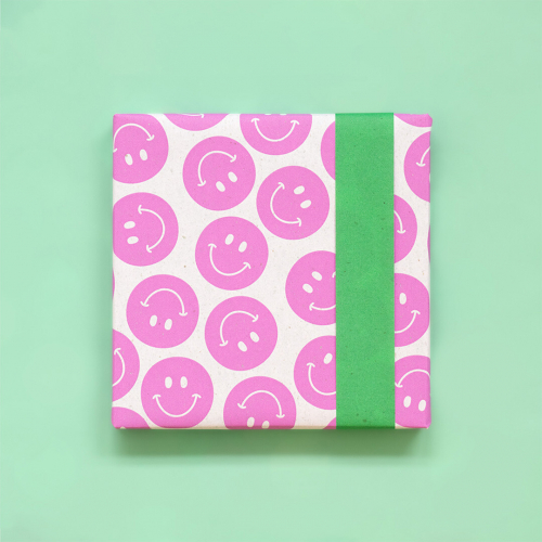 house of products inpakpapier biet smiley - bright pink green - 3 m