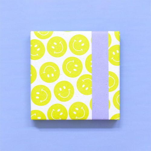 house of products inpakpapier biet smiley - lemon yellow blue - 3 m