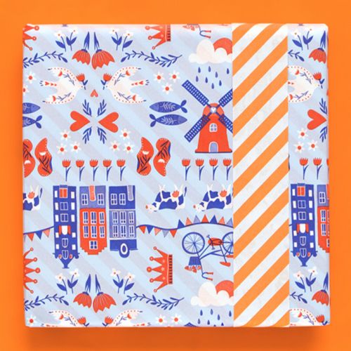 house of products inpakpapier nederland - oranje gestreept - 3 m