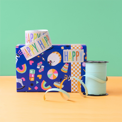 house of products inpakpapier speelgoed bright - check orange - 3 m  