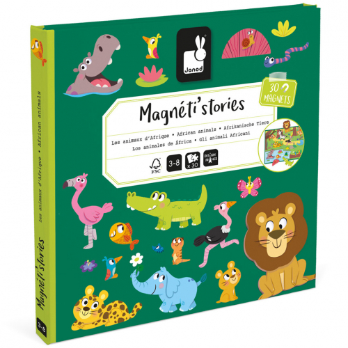 janod magneetboek magnéti'stories - afrikaanse dieren - 30st