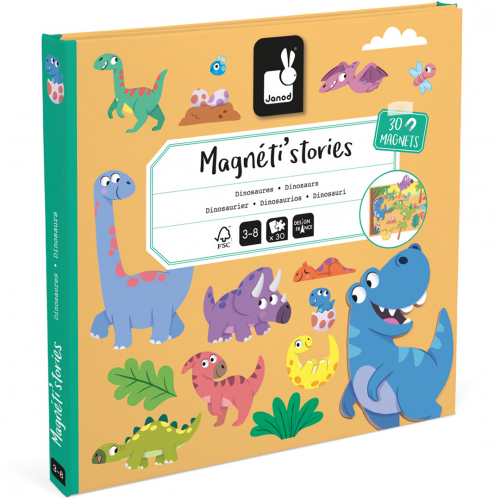 janod magneetboek magnéti'stories - dinosaurus - 30st