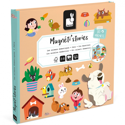 janod magneetboek magnéti'stories - huisdieren - 30st