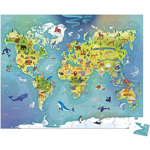 janod puzzel de wereld - 100st 