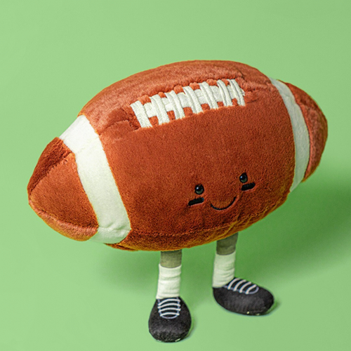 jellycat amuseables ballon de rugby en peluche - 28 cm