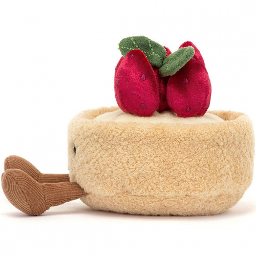 jellycat amuseables knuffeltaartje met aardbeien - 10 cm