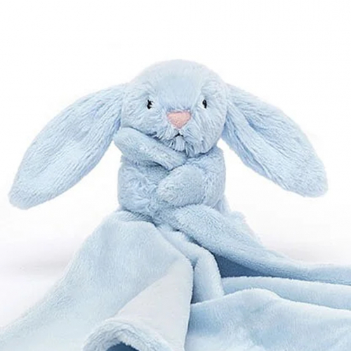 jellycat knuffeldoek bashful blue konijn - 34 cm 