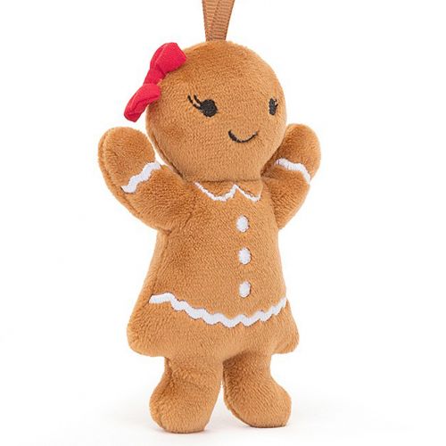 jellycat festive folly décoration de Noël gingerbread ruby - 10 cm