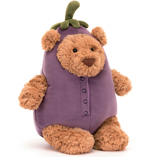 jellycat knuffelbeer bartholomew in auberginepak - 30 cm