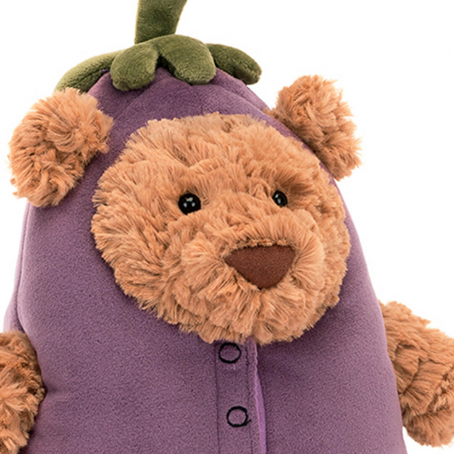 jellycat knuffelbeer bartholomew in auberginepak - 30 cm