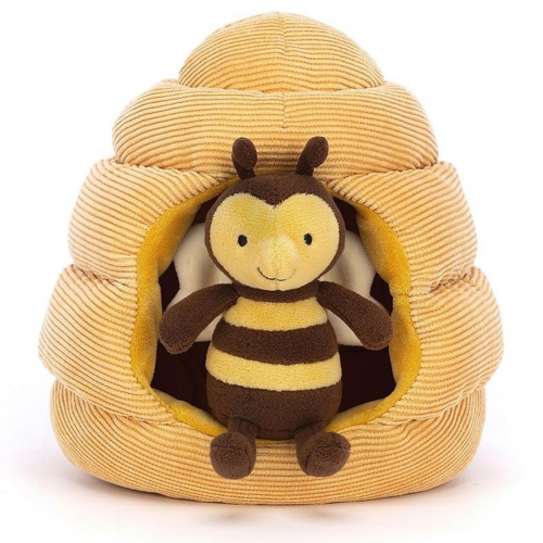 jellycat knuffelbij en bijenkorf - honeyhome bee - 17 cm 