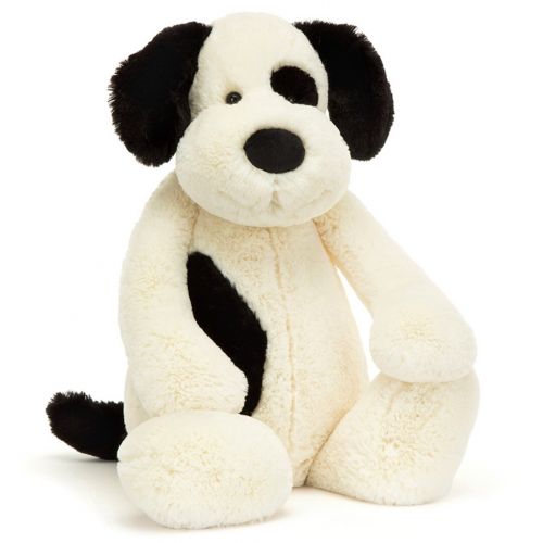 jellycat chiot noir et crème en peluche bashful - 67 cm