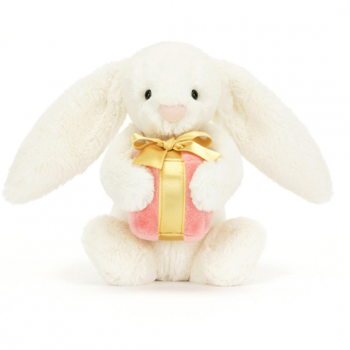 jellycat knuffelkonijn bashful bunny met cadeautje - 18 cm