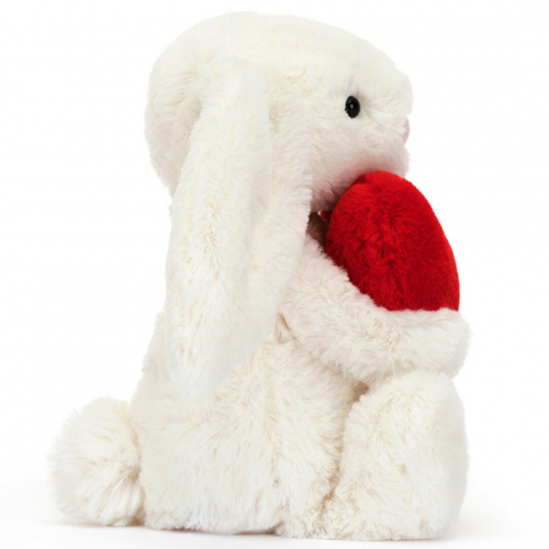 jellycat knuffelkonijn bashful bunny met hart - 18 cm  