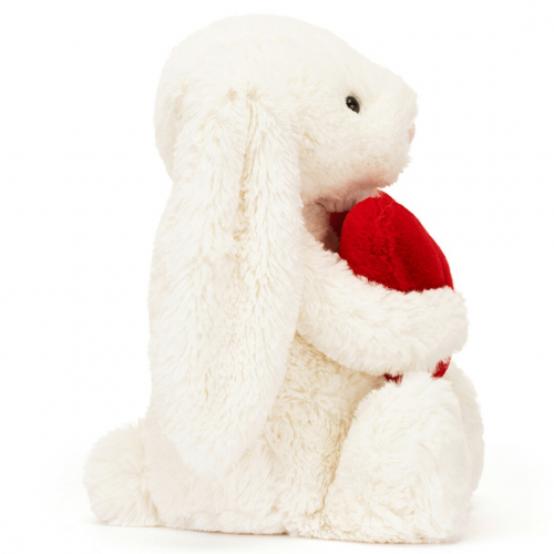 jellycat knuffelkonijn bashful bunny met hart - 31 cm  