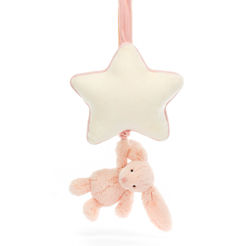 jellycat muziekdoosje bashful blush konijn - 30 cm