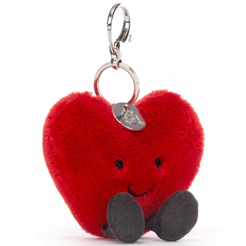 jellycat sleutelhanger amuseables rood hart - 9 cm 